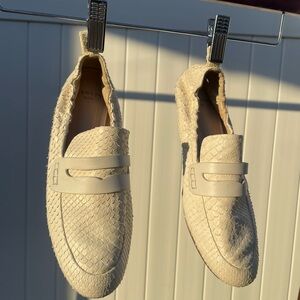 Lanvin White Python Loafers